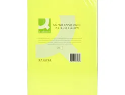 Papier couleur q-connect multifonction a4 80g/m2 unicolore jaune néon ramette 500 feuilles