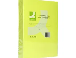 Papier couleur q-connect multifonction a4 80g/m2 unicolore jaune néon ramette 500 feuilles