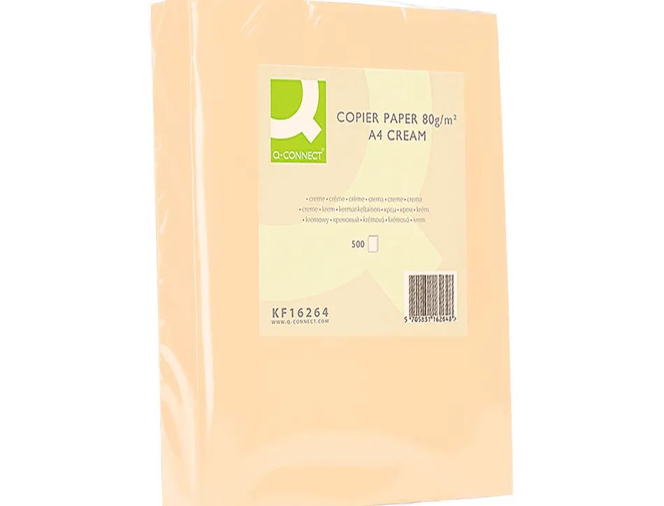 Papier couleur q-connect multifonction a4 80g/m2 unicolore crème ramette 500 feuilles