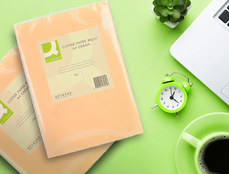 Papier couleur q-connect multifonction a4 80g/m2 unicolore crème ramette 500 feuilles