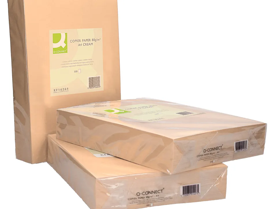 Papier couleur q-connect multifonction a4 80g/m2 unicolore crème ramette 500 feuilles