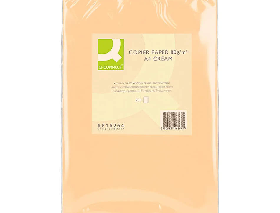 Papier couleur q-connect multifonction a4 80g/m2 unicolore crème ramette 500 feuilles