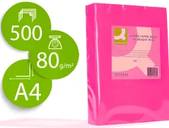 Papier couleur q-connect multifonction a4 80g/m2 unicolore rose intense ramette 500 feuilles