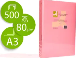 Papier couleur q-connect multifonction a3 80g/m2 unicolore rose néon ramette 500 feuilles