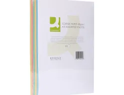 Papier couleur q-connect multifonction a4 80g/m2 5 coloris assortis clairs ramette 500 feuilles