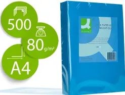 Papier couleur q-connect multifonction a4 80g/m2 unicolore bleu intense ramette 500 feuilles