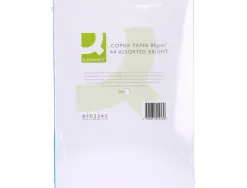 Papier couleur q-connect multifonction a4 80g/m2 5 coloris assortis intenses ramette 500 feuilles