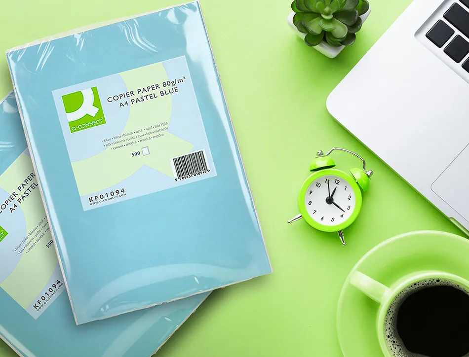 Papier couleur q-connect multifonction a4 80g/m2 unicolore celeste ramette 500 feuilles