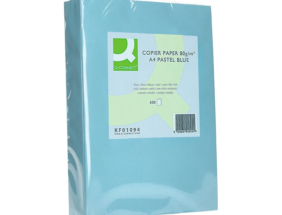 Papier couleur q-connect multifonction a4 80g/m2 unicolore celeste ramette 500 feuilles