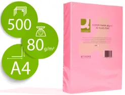 Papier couleur q-connect multifonction a4 80g/m2 unicolore rose néon ramette 500 feuilles