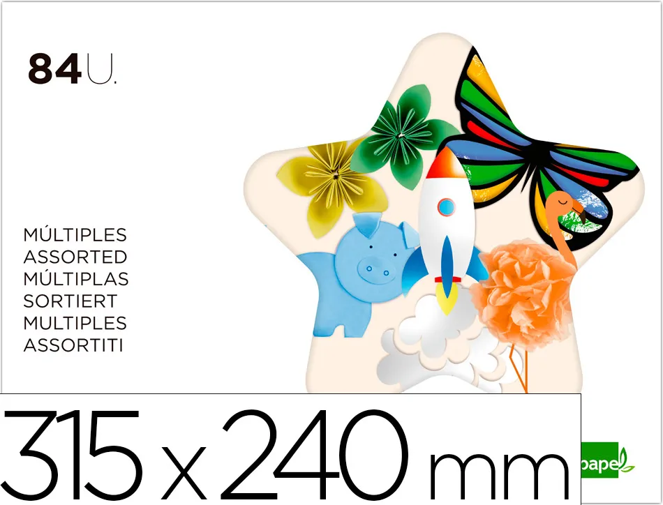 Papier créatif liderpapel a4+ 240x315mm assortiment divers papiers bloc 84f