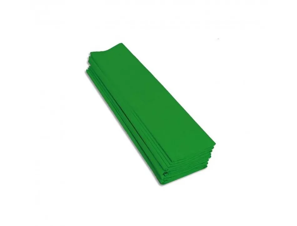 Papier crepon clairefontaine standard 0,5x2m crepage 40% coloris vert clair paquet 10 feuilles