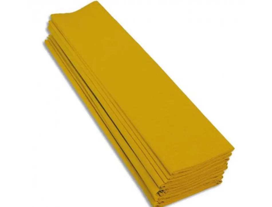 Papier crepon clairefontaine standard 0,5x2m crepage 40% coloris jaune citron paquet 10 feuilles