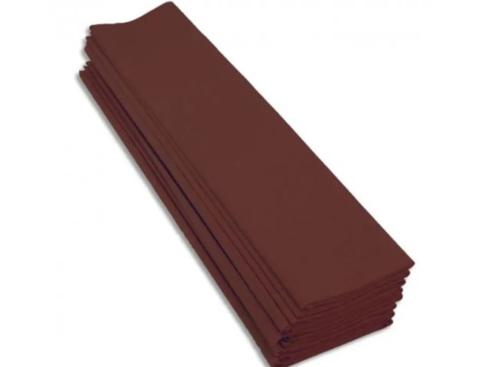 Papier crepon clairefontaine standard 0,5x2m crepage 40% coloris marron paquet 10 feuilles