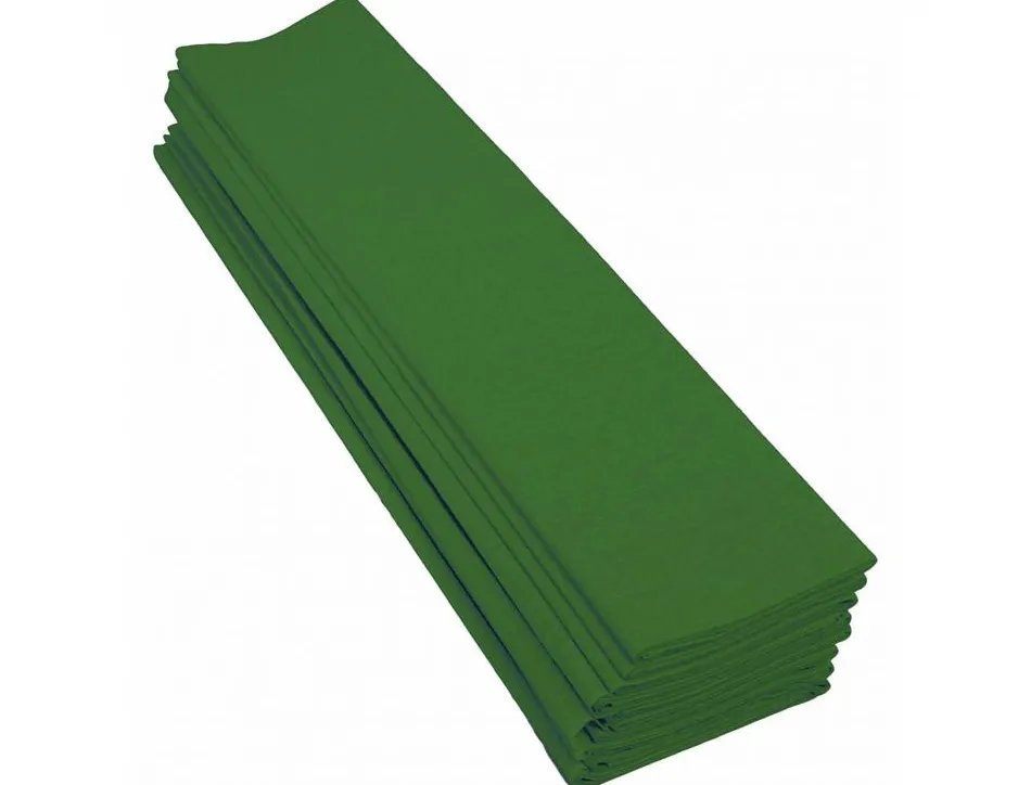 Papier crepon clairefontaine standard 0,5x2m crepage 40% coloris vert fonce paquet 10 feuilles
