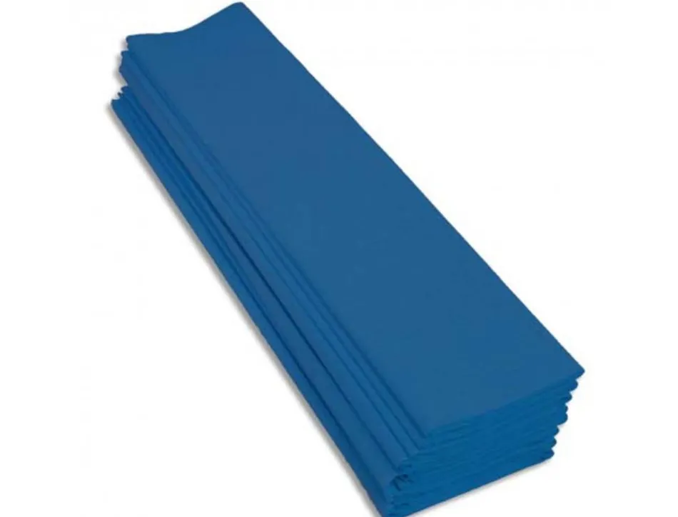 Papier crepon clairefontaine standard 0,5x2m crepage 40% coloris bleu moyen paquet 10 feuilles