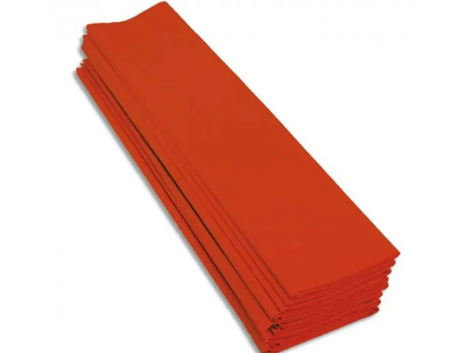 Papier crepon clairefontaine standard 0,5x2m crepage 40% coloris orange paquet 10 feuilles