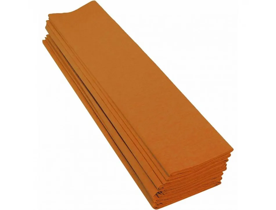 Papier crepon clairefontaine standard 0,5x2m crepage 40% coloris jaune orange paquet 10 feuilles