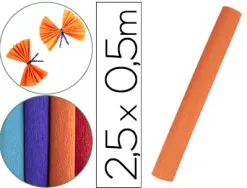 Papier crepon liderpapel rouleau 50cmx2,5m 85gr coloris orange