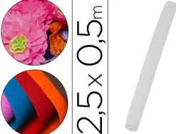 Papier crepon liderpapel rouleau 50cmx2,5m 85gr coloris blanc