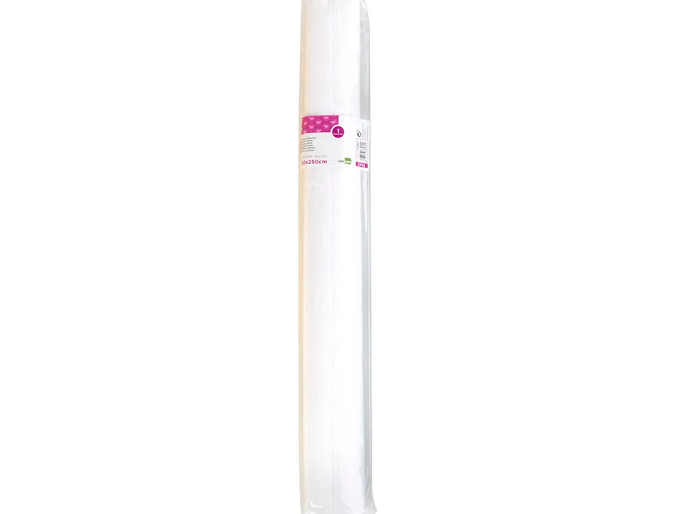 Papier crepon liderpapel rouleau 50cmx2,5m 85gr coloris blanc