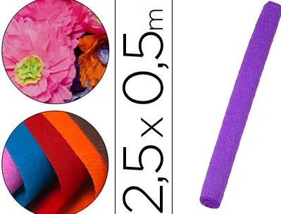 Papier crepon liderpapel rouleau 50cmx2,5m 85gr coloris violet