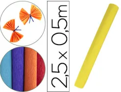 Papier crepon liderpapel rouleau 50cmx2,5m 85gr coloris jaune