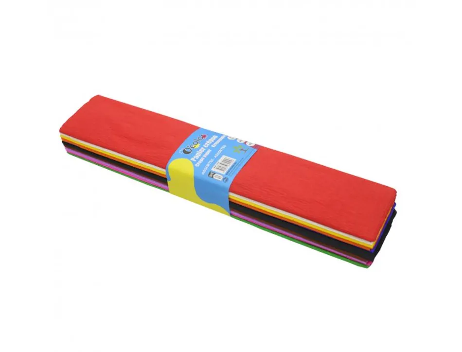 Papier crepon o color crepage 40% 50x200cm 10 coloris assortis paquet 10f