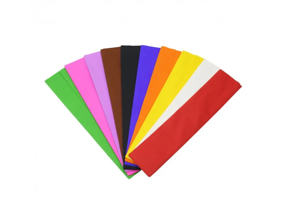 Papier crepon o color crepage 40% 50x200cm 10 coloris assortis paquet 10f