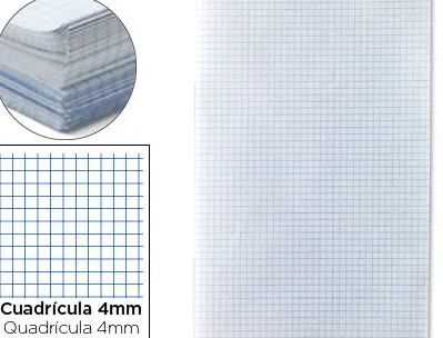 Papier écriture liderpapel 31x42.8cm ouvert copie double 60g/m2 quadrillage 4mm coloris blanc paquet 250f