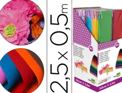 Papier crépon cellophane liderpapel 50cmx2.50m présentoire 80u coloris assortis