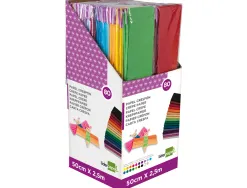 Papier crépon cellophane liderpapel 50cmx2.50m présentoire 80u coloris assortis