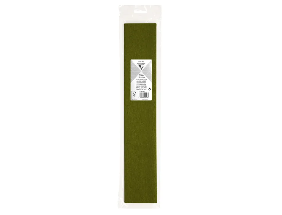 Papier crépon clairefontaine densité crêpage 60% 40g/m2 50cmx2.5m unicolore vert mousse