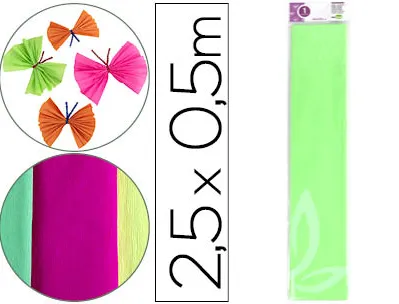 Papier crépon liderpapel 34g/m2 50cmx2.5m unicolore vert fluorescent