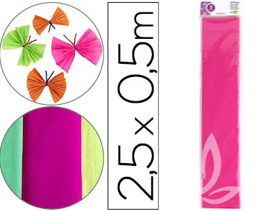 Papier crépon liderpapel 34g/m2 50cmx2.5m unicolore rose fluorescent