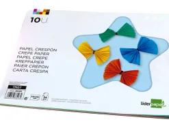 Papier crépon liderpapel 34g/m2 format a4+ 240x315mm 10 coloris assortis bloc 10 feuilles
