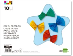 Papier crépon liderpapel 34g/m2 format a4+ 240x315mm 10 coloris assortis bloc 10 feuilles