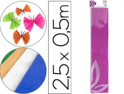 Papier crépon liderpapel 34g/m2 50cmx2.5m unicolore rose métallisé