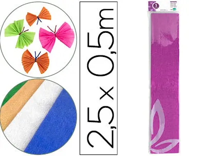 Papier crépon liderpapel 34g/m2 50cmx2.5m unicolore rose métallisé