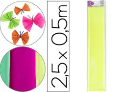 Papier crépon liderpapel 34g/m2 50cmx2.5m unicolore jaune fluorescent