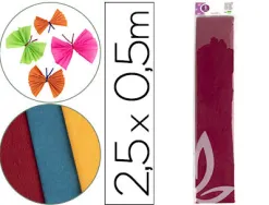 Papier crépon liderpapel 34g/m2 50cmx2.5m unicolore bordeaux