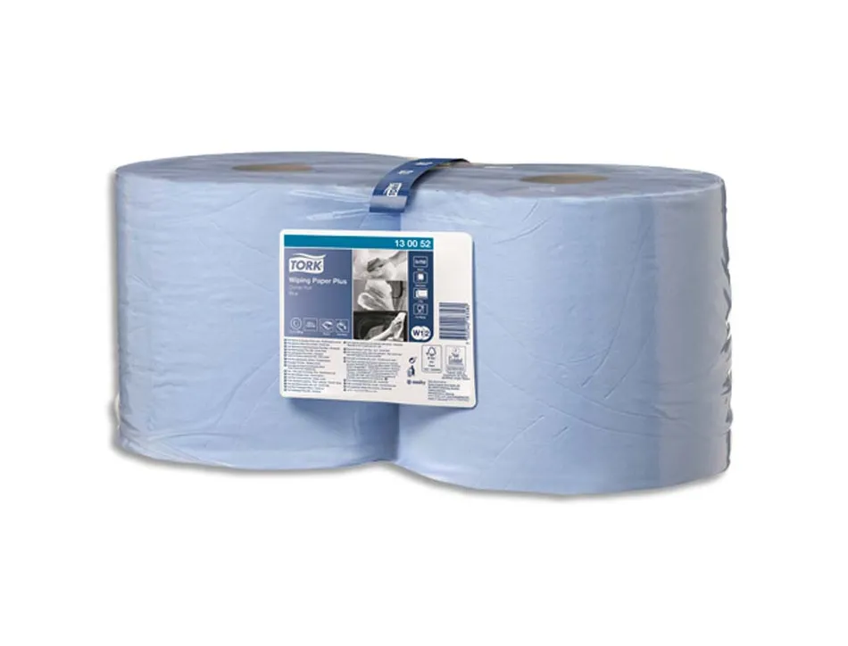 Papier d essuyage tork plus combi roll 2 plis 750 formats predecoupes 255m coloris bleu lot 2 rouleaux