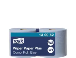 Papier d essuyage tork plus combi roll 2 plis 750 formats predecoupes 255m coloris bleu lot 2 rouleaux