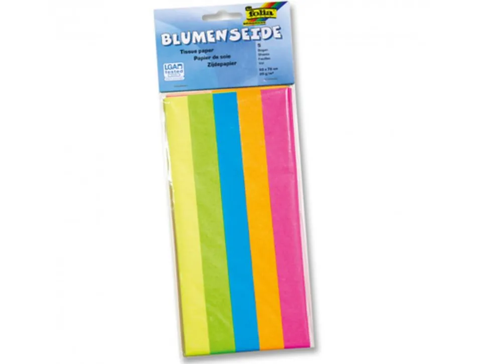 Papier de soie fluo folia 50x70cm 20g 5 feuilles coloris assortis