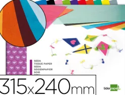 Papier de soie liderpapel 18g/m2 format a4+ 240x315mm coloris assortis bloc 10f