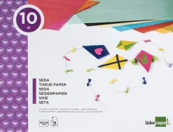 Papier de soie liderpapel 18g/m2 format a4+ 240x315mm coloris assortis bloc 10f