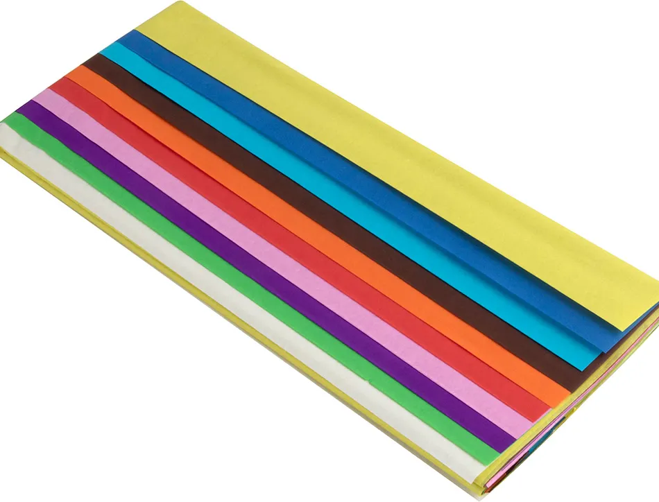 Papier de soie liderpapel 52x76cm 18g/m2 coloris assortis sachet 10f