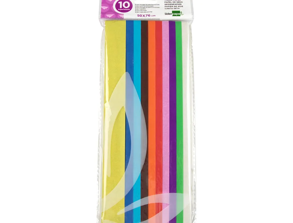 Papier de soie liderpapel 52x76cm 18g/m2 coloris assortis sachet 10f