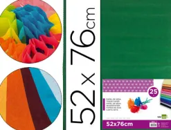 Papier de soie liderpapel 52x76cm 18g/m2 unicolore vert foncé sachet 25f