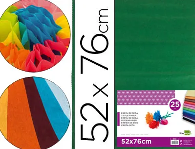 Papier de soie liderpapel 52x76cm 18g/m2 unicolore vert foncé sachet 25f